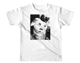 Black and White Puppy Girl's Short sleeve kids t-shirt