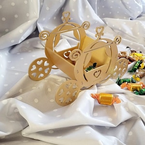 プリンセス馬車 SVG、シンデレラ馬車 SVG、フラワーホルダー DXF、鉛筆ホルダー、レーザーカットファイル、キャンディホルダー SVG DXF ファイル