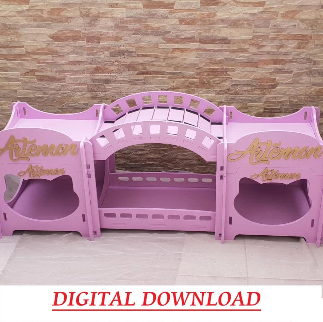 Cat Modular Wooden House, Cat Wooden House DXF, Cat House, Pet Toys ...
