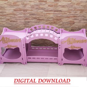 Cat Modular Wooden House, Cat Wooden House DXF, Cat House, Pet Toys, Lasercut digital download, Cat play house