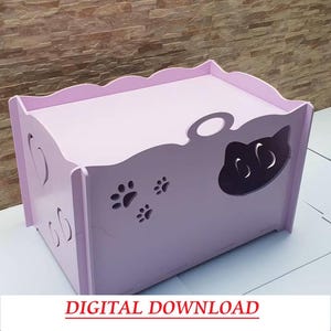 Casa de parto para gatos DXF SVG EPS, Casa modular de madera para gatos, Casa de madera para gatos, Casa para gatos, Juguetes para mascotas, Descarga digital cortada con láser