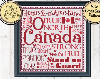 O Canada Lyrics Subway Art Easy Cross Stitch Pattern - Printable and Pattern Keeper Compatible PDF Files