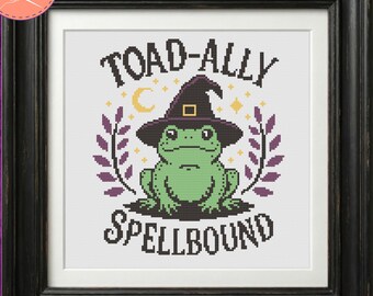 Hallowe'en Wizard Toad Cross Stitch Pattern - Printable and Pattern Keeper PDF Files