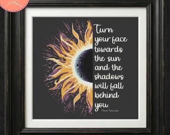 Maori Proverb Sun Cross Stitch Pattern with Solar Eclipse - PDF Files