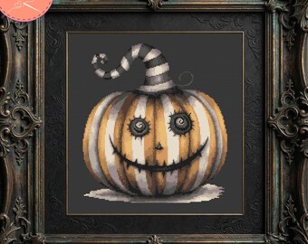 Spooky Jack O Lantern Cross Stitch Pattern - Printable and Pattern Keeper PDF Files