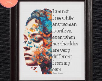 Audre Lorde Quote Cross Stitch Pattern - Beautiful Abstract Butterfly Face - PDF Files