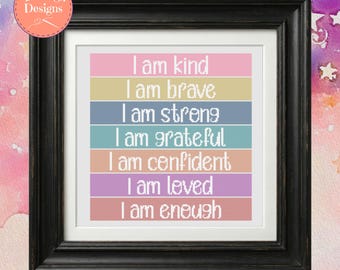 I Am Enough Inspirational Cross Stitch Pattern  - Printable and Pattern Keeper Compatible PDF Files
