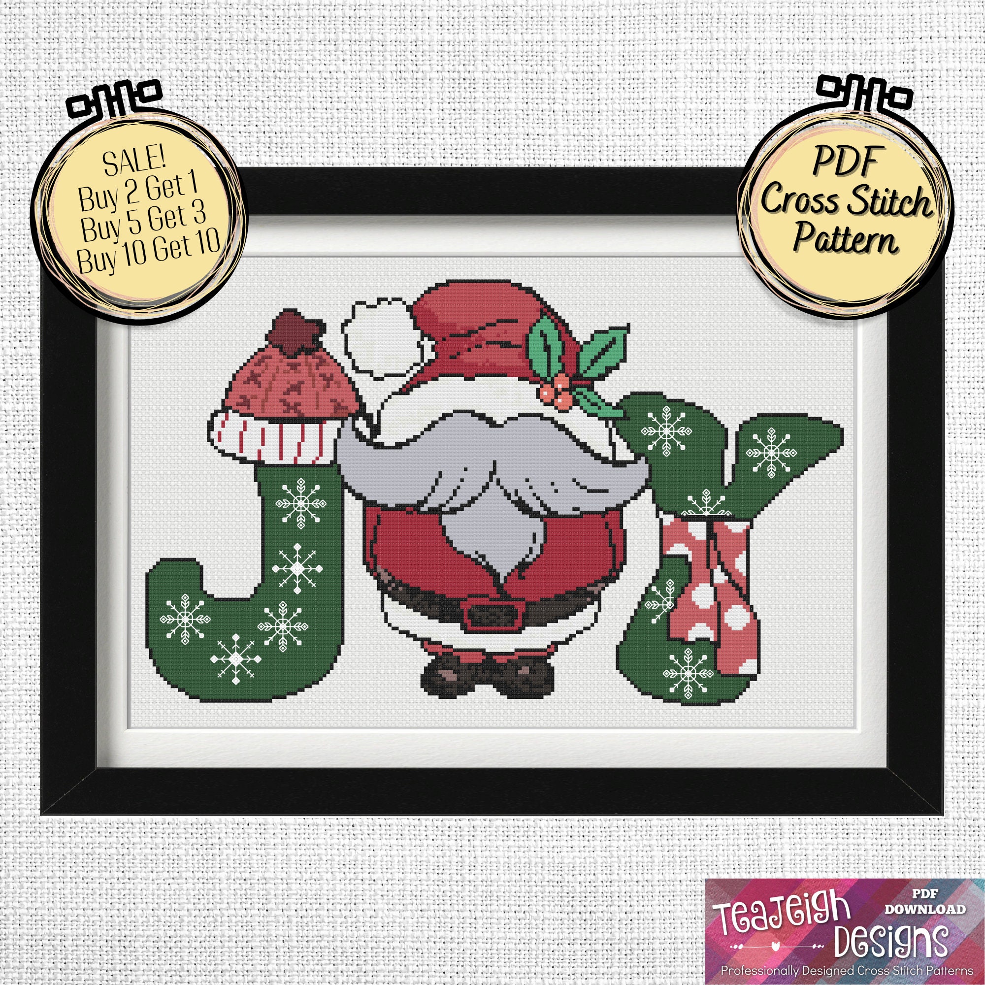 joy-christmas-cross-stitch-pattern-with-a-cute-santa-gnome-for-the-o-printable-and-pattern-keeper-pdf-files-etsy