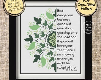 Shire Mandala Cross Stitch Pattern - It's a Dangerous Business Going Out Your Door - Mix and Match  - Printable and Pattern Keeper PDF Files