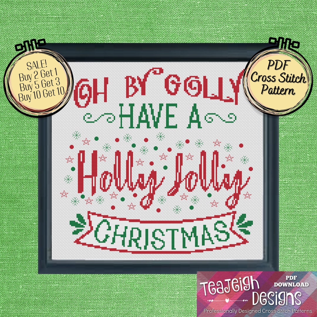 Have a Holly Jolly Christmas Easy Cross Stitch Pattern - Printable and ...