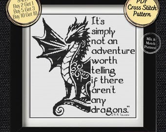 Wzór haftu krzyżykowego „Smok” – Tolkien To po prostu nie jest przygoda… Jeśli nie ma smoków – pliki PDF do druku i Pattern Keeper