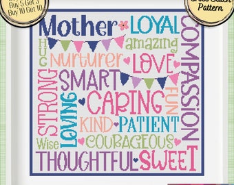 Mother's Day Cross Stitch Pattern Subway Art - Printable and Pattern Keeper Compatible PDF Files