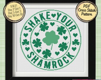 Shake Your Shamrock Cross Stitch Pattern - St Patricks Day - Printable and Pattern Keeper Compatible PDF Files