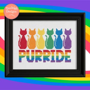 Pride Cats Cross Stitch Pattern - Rainbow Purride (PDF Pattern)