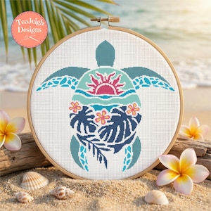 Hawaiianische Meeresschildkröte Kreuzstichmuster - druckbare und Pattern keeper-kompatible PDF-Dateien