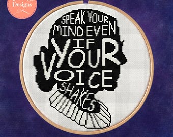 RBG Silhouette Cross Stitch Pattern - Inspirational Quote (PDF Pattern)
