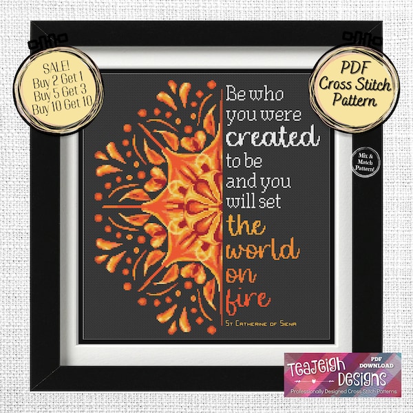 Set the World on Fire Cross Stitch Pattern - Flame Mandala - Mix and Match - Printable and Pattern Keeper Compatible PDF Files