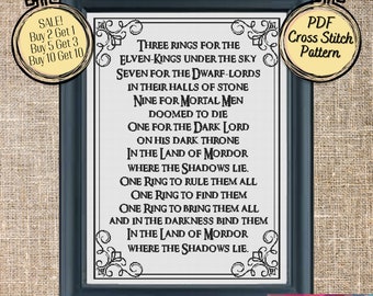 One Ring to Rule Them All Cross Stitch Pattern The Lord of The Rings JRR Tolkien - Printable and Pattern Keeper Compatible PDF Files