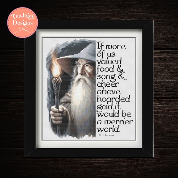 Gandalf Quote Cross Stitch Pattern - Food, Song, Cheer (Pattern Keeper and Printable PDF files)