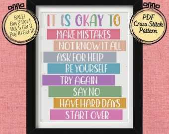 It Is Okay Inspirational Cross Stitch Pattern  - Printable and Pattern Keeper Compatible PDF Files