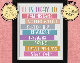 It Is Okay Inspirational Cross Stitch Pattern  - Printable and Pattern Keeper Compatible PDF Files