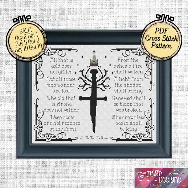 Not All Those Who Wander Are Lost Poem -  The Lord of The Rings JRR Tolkien - Printable and Pattern Keeper Compatible PDF Files