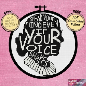 Ruth Bader Ginsberg Silhouette Zitat Kreuzstichmuster - Printable und Pattern keeper Kompatibel PDF-Dateien
