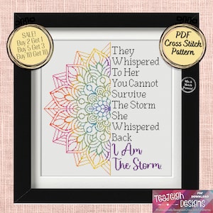 I Am The Storm Cross Stitch Pattern - Ombre Mandala - Mix and Match - Printable and Pattern Keeper Compatible PDF Files