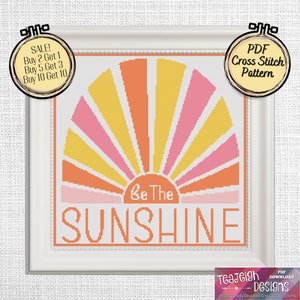 Be the Sunshine Retro Cross Stitch Pattern  - Printable and Pattern Keeper Compatible PDF Files