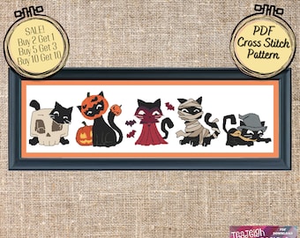 Halloween Black Cats Cross Stitch Pattern Bundle -  Printable and Pattern Keeper Compatible PDF Files