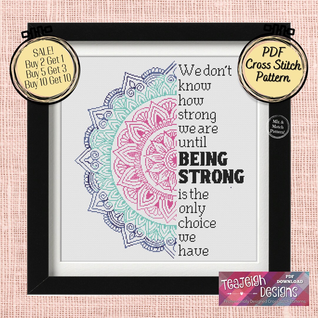 Being Strong Cross Stitch Pattern - Tri Colour Mandala - Mix and Match ...