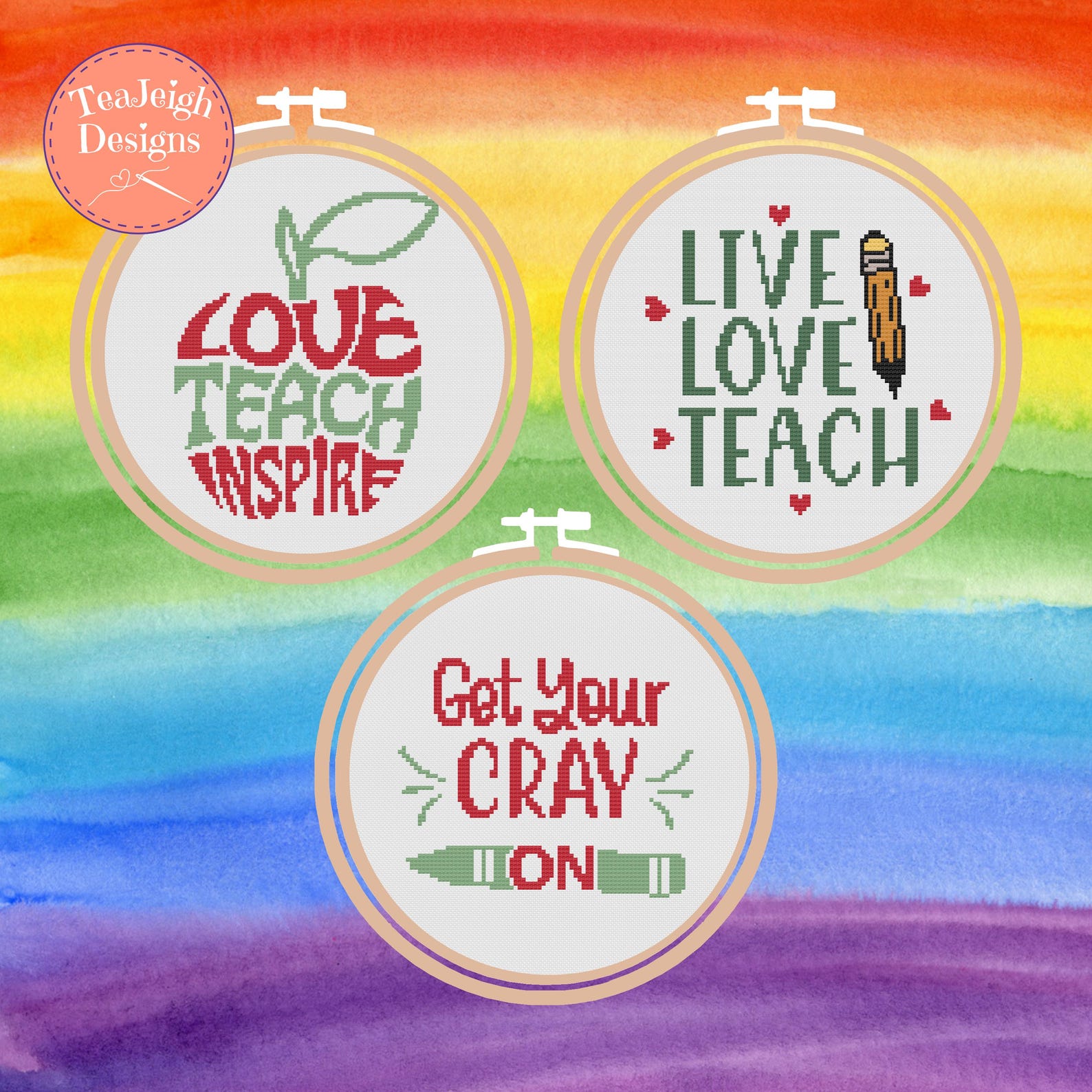 Teacher Appreciation Cross Stitch Pattern Bundle (PDF Pattern) - Etsy