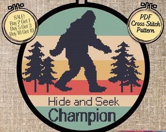Big Foot Hide and Seek Champion Cross Stitch Pattern - Printable and Pattern Keeper Compatible PDF Files