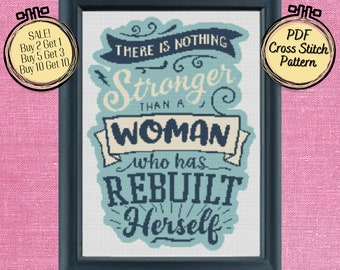 Strong Woman Inspirational Feminist Cross Stitch Pattern -  Printable and Pattern Keeper Compatible PDF Files