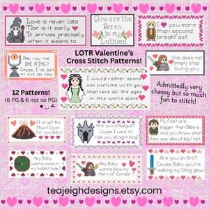 Super Cute LOTR Valentine Cross Stitch Pattern Bundle - Printable and Pattern Keeper Compatible PDF Files