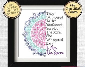 I am The Storm Cross Stitch Pattern - Tri Coloured Mandala - Mix and Match - Printable and Pattern Keeper Compatible PDF Files