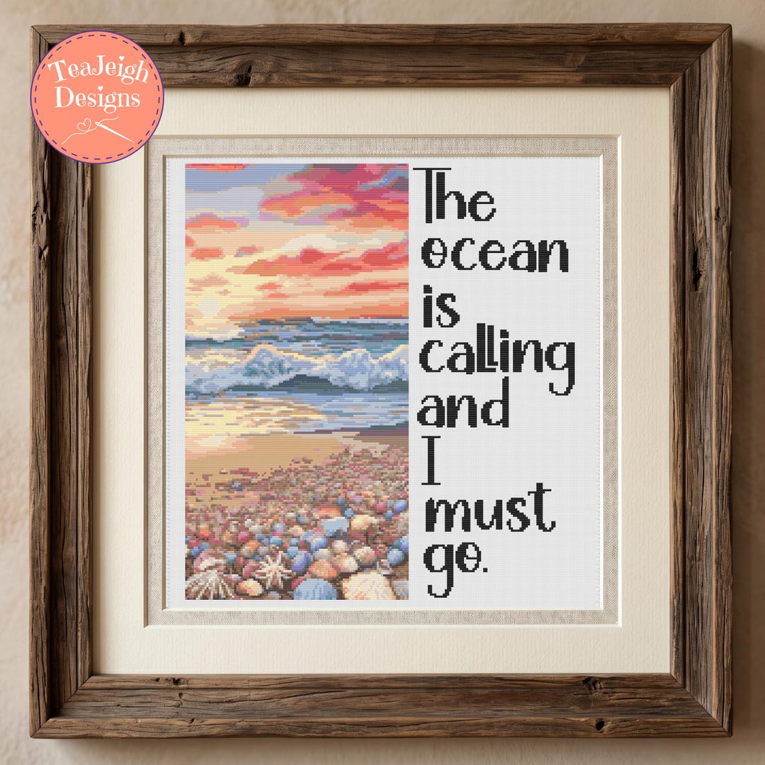 Ocean Sunset Cross Stitch Pattern - the Ocean is Calling and I Must Go ...