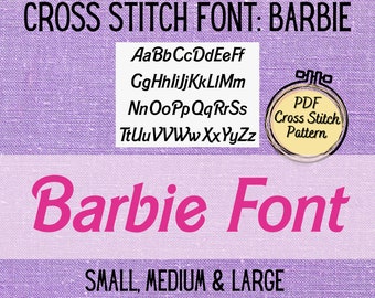 Cross Stitch Font Barbie in 3 Sizes - Printable and Pattern Keeper Compatible PDF Files