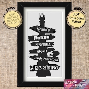 Mittelerde Karte Wegweiser Kreuzstichmuster - JRR Tolkien - Printable und Pattern keeper Kompatible PDF Dateien