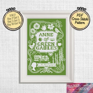 Anne of Green Gables Book Cover Cross Stitch Pattern Printable and Pattern Keeper Compatible PDF Files image 1