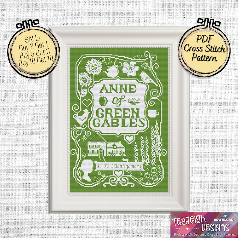 Anne of Green Gables Book Cover Cross Stitch Pattern Printable and Pattern Keeper Compatible PDF Files image 1