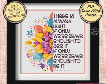 There is Always Light Cross Stitch Pattern - Bright Floral Mandala - Mix and Match - Printable and Pattern Keeper Compatible PDF Files