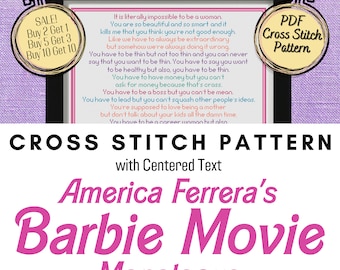 America Ferrera Movie Monologue Cross Stitch Pattern Printable PDF - Centered Text - Pattern Keeper Compatible