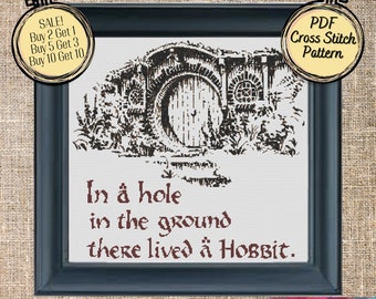 In a Hole in the Ground There Lived a Hobbit Cross Stitch Pattern - JRR Tolkien - Printable and Pattern Keeper Compatible PDF Files