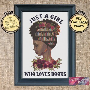 Just a Girl Who Loves Books Cross Stitch Pattern - Printable and Pattern Keeper Compatible PDF Files