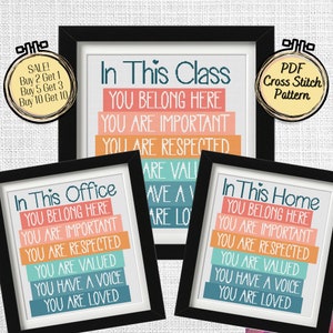 In This Class, Office or Home Motivational Affirmations Cross Stitch Pattern - Printable and Pattern Keeper Compatible PDF Files