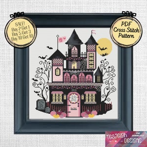 Barbie's Dreamhouse Haunted Mansion Style Cross Stitch Pattern - Hallowe'en Barbie - Printable and Pattern Keeper Compatible PDF Files