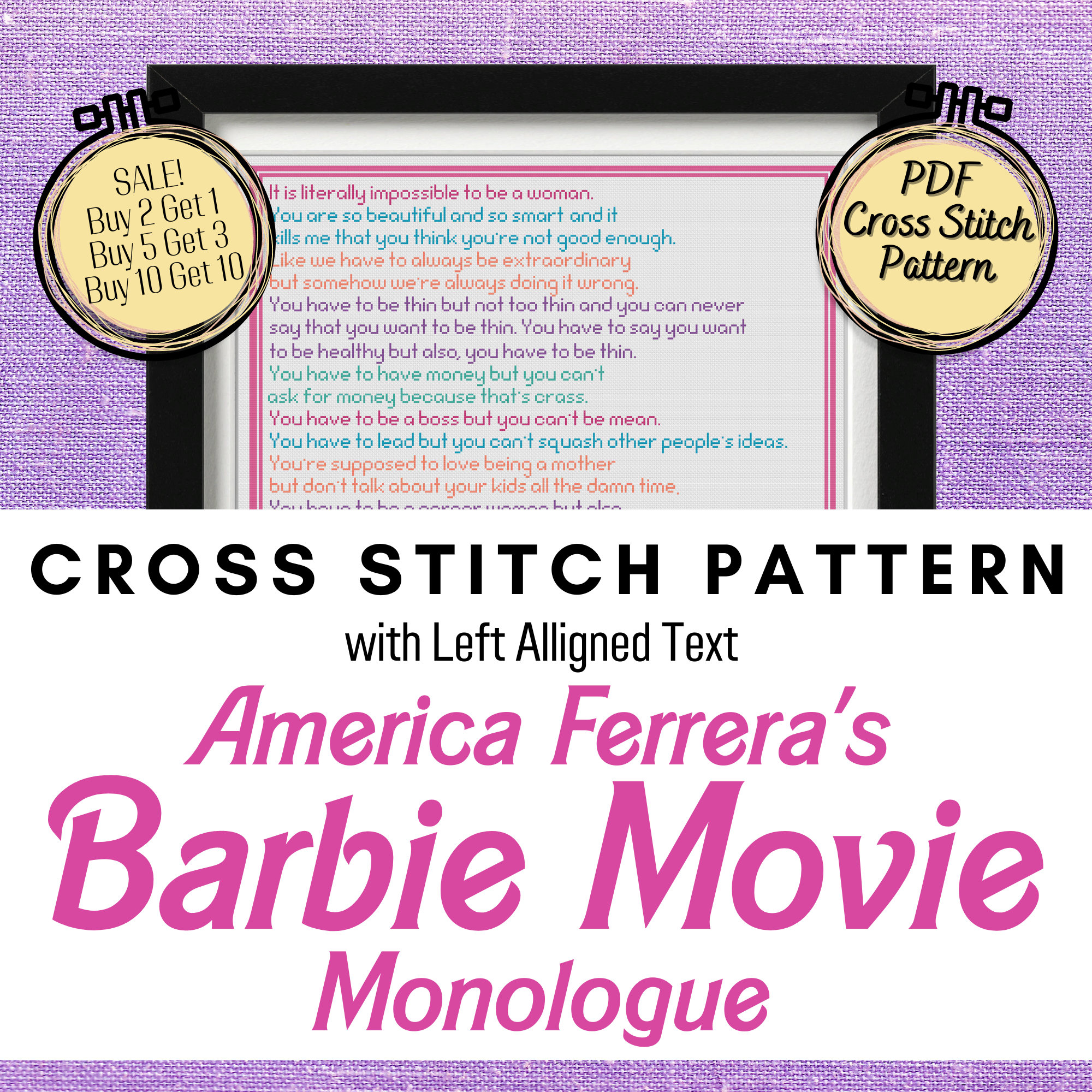 PATTERN Barbie Cross Stitch Chart Instant Download Includes Directions Come  on Barbie Let's Go Party 