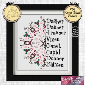 Santa&#39;s Reindeer Mandala Cross Stitch - Printable PDF Pattern for Christmas - Pattern Keeper Compatible