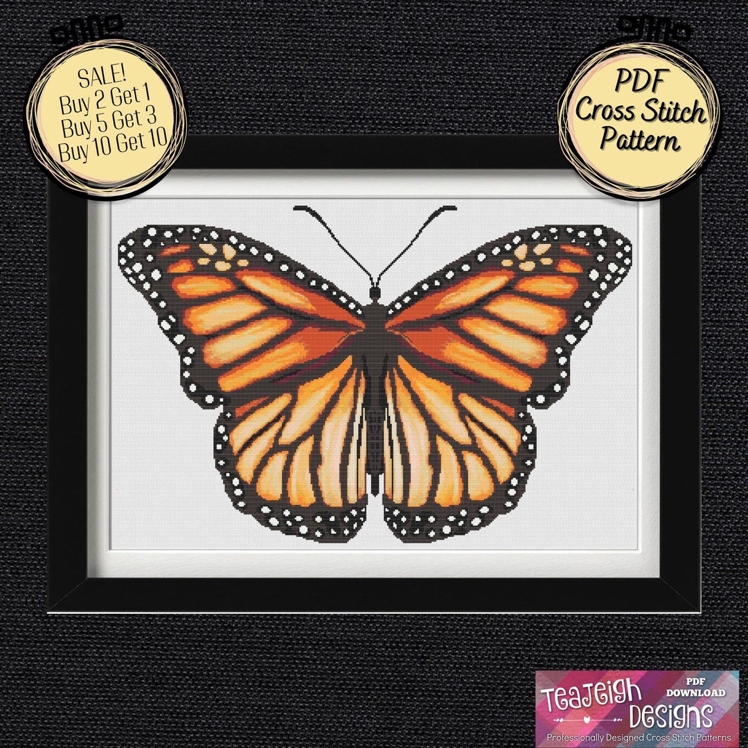 Monarch Butterfly Cross Stitch Pattern - Printable and Pattern Keeper ...